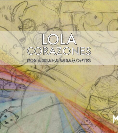 Boceto del personaje Lola Corazones con plantas y animales endémicos de lugares de donde viene su carga genética